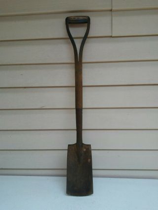 Vtg Wood Split Blue Handle Shovel Spade Square 1 36 " L