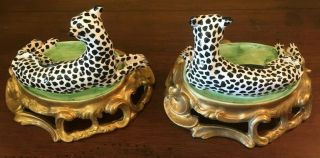 CHELSEA HOUSE SPOTTED LEOPARD CAT PORCELAIN MANTLE FIGURE PAIR - ITALY 5