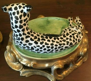 CHELSEA HOUSE SPOTTED LEOPARD CAT PORCELAIN MANTLE FIGURE PAIR - ITALY 6