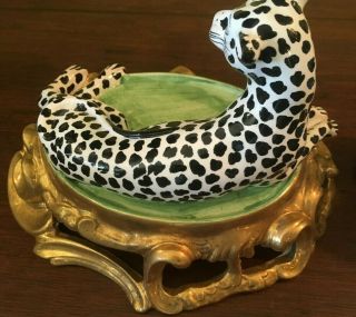 CHELSEA HOUSE SPOTTED LEOPARD CAT PORCELAIN MANTLE FIGURE PAIR - ITALY 7