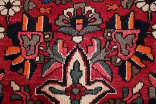 Vintage 7x10 Bakhtiari Geometric Oriental Area Rug Hand - Knotted RED Wool Carpet 10