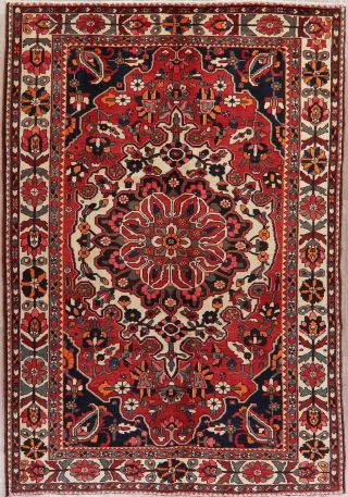 Vintage 7x10 Bakhtiari Geometric Oriental Area Rug Hand - Knotted RED Wool Carpet 2