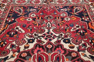 Vintage 7x10 Bakhtiari Geometric Oriental Area Rug Hand - Knotted RED Wool Carpet 9