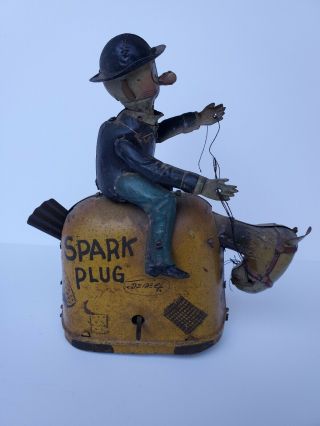 Tin Friction Toy Spark Plug 1920 