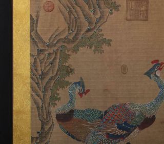 Chinese Old Zhao Ji Scroll Painting Two Buddhas 78.  35” 5