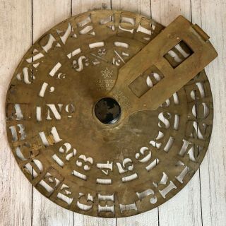 Antique Star Brass Stencil Wheel 870s Alphabet Numbers Symbols