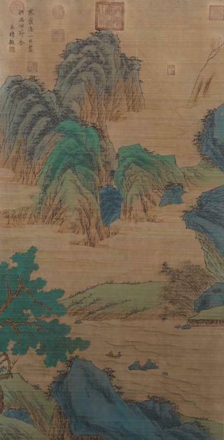 Chinese Old Wang Shimin Scroll Painting Landscape 79.  92”