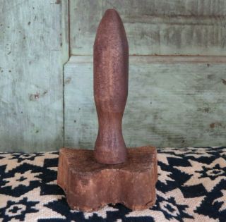 Primitive Farmhouse carved wood Monarch Butterfly Butter Mold Stamp Press 3