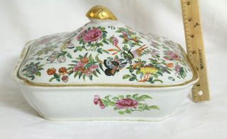 Vintage Chinese Export Soup Tureen.  Thousand Butterfly Pattern.  Hand Painted. 2