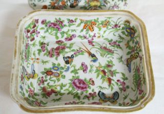 Vintage Chinese Export Soup Tureen.  Thousand Butterfly Pattern.  Hand Painted. 8