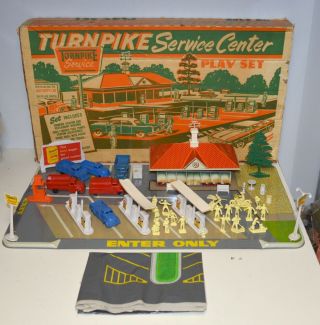 Rare Vintage 1950s Marx Turnpike Service Center Playset