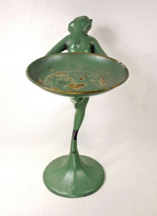 Art Deco Frankart NuArt Green Nude Woman Trinket Ashtray Stand Figurine 5