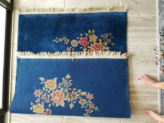4 ' X 6 ' Hand Made Art Deco Chinese Rug Wool Imperial Blue Floral Tropical 7