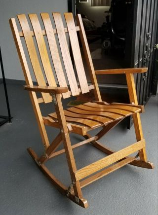 Vintage Folding Oak Rocking Chair