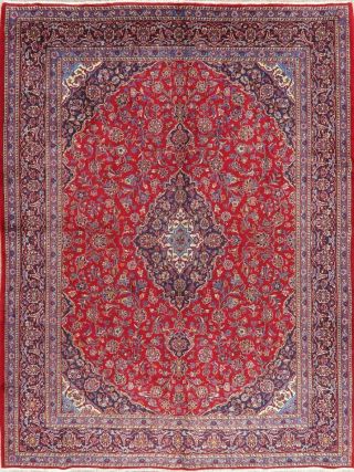 10x13 VINTAGE TRADITIONAL FLORAL ORIENTAL AREA RUG HAND - KNOTTED WOOL RED NAVY 2