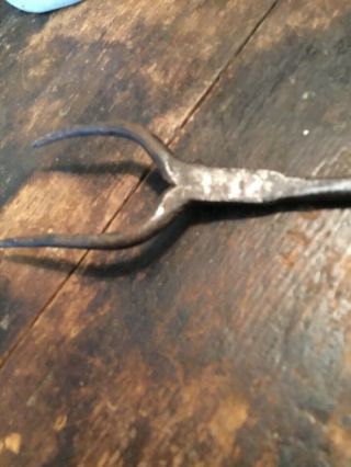 Revolutionary War 18th Century Forged Iron Outstanding Fireplace Two Tine Fork 7