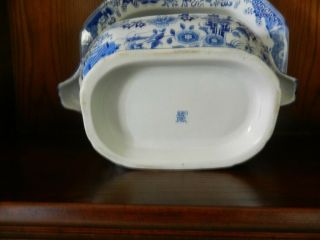 Antique Spode Stone China soup tureen & platter blue/white 