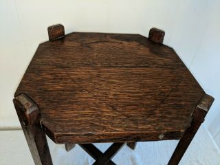 Vintage Arts and Crafts Mission Solid Oak Plant Stand Side End Table Antique 2 3
