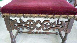 Gorgeous Victorian Velvet And Mahogany Vanity Bench