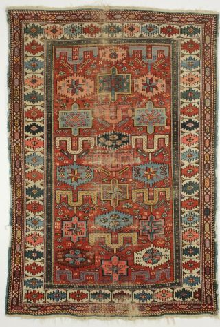 Antique Caucasian Kuba Quba Rug,  Circa 1880,  3 - 9 X 5 - 8 Ft.