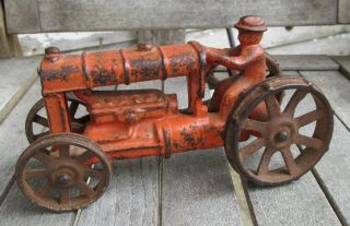 Early Cast Iron Tractor in Orange Paint 2