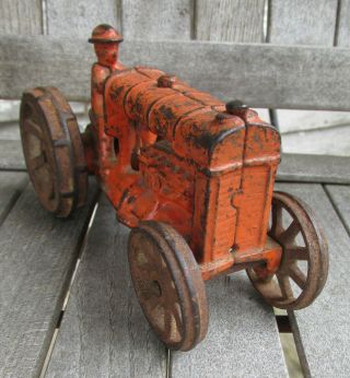 Early Cast Iron Tractor in Orange Paint 3