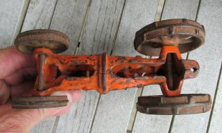 Early Cast Iron Tractor in Orange Paint 5