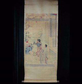 Very Large Old Chinese Scroll Painting Women " Tangyin " Mark