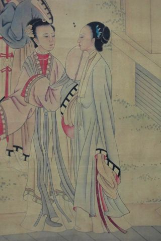 Very Large Old Chinese Scroll Painting Women 