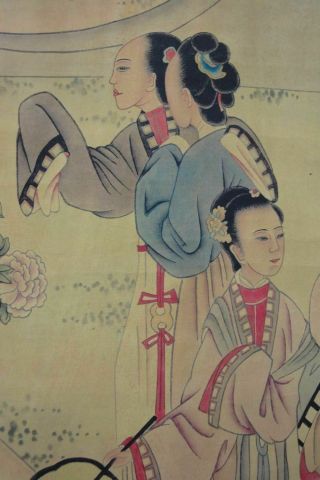 Very Large Old Chinese Scroll Painting Women 