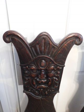 MATCHED PAIR VICTORIAN DARK MAHOGANY JESTER FACE CHAIRS 46 