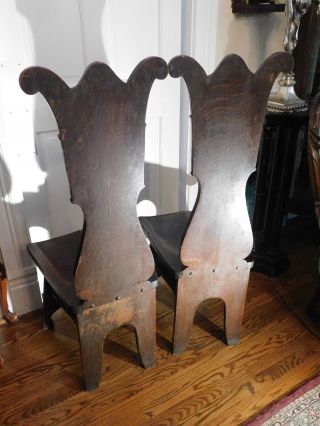 MATCHED PAIR VICTORIAN DARK MAHOGANY JESTER FACE CHAIRS 46 