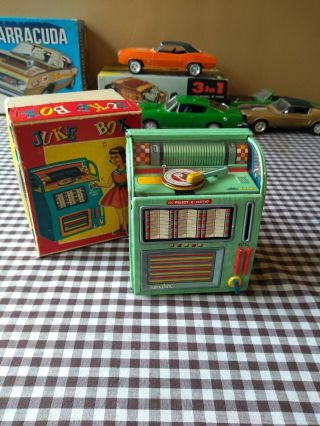 Vintage Haji Wind - Up Musical Tin Juke Box / Box