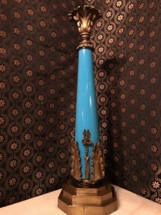 LARGE EARLY ENGLISH SINUMBRA LAMP BASE OF GLASS,  BRONZE OR BRASS CASTINGS N/R 10