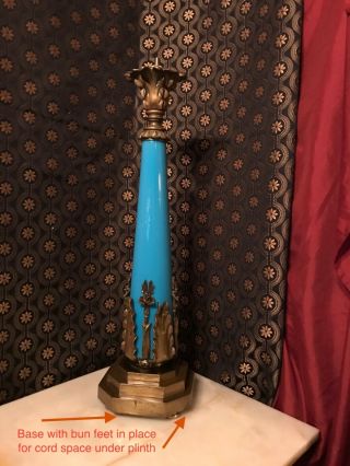 LARGE EARLY ENGLISH SINUMBRA LAMP BASE OF GLASS,  BRONZE OR BRASS CASTINGS N/R 2