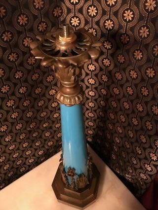 LARGE EARLY ENGLISH SINUMBRA LAMP BASE OF GLASS,  BRONZE OR BRASS CASTINGS N/R 4