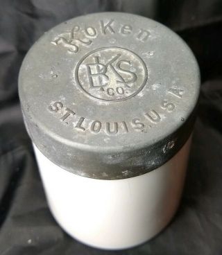 Antique Koken Barber Supply Co.  Pomeade Jar,  Signed On Top & Bottom•rare