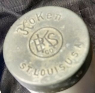 Antique KOKEN BARBER SUPPLY CO.  Pomeade Jar,  Signed on top & bottom•Rare 4