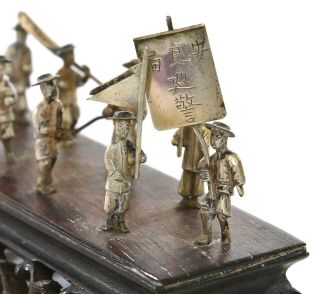 19C Chinese Sterling Silver Miniature Figurine Figure Army Procession Gun Horse 2
