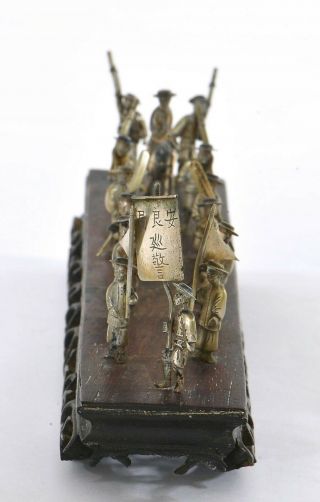 19C Chinese Sterling Silver Miniature Figurine Figure Army Procession Gun Horse 5