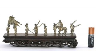 19C Chinese Sterling Silver Miniature Figurine Figure Army Procession Gun Horse 6