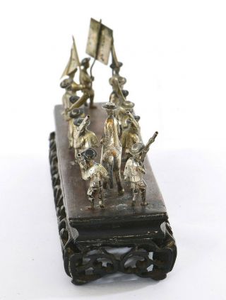 19C Chinese Sterling Silver Miniature Figurine Figure Army Procession Gun Horse 7