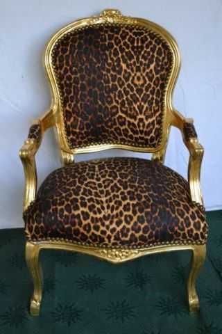 Louis Xv Arm Chair French Style Chair Vintage Furniture Leopard And Gold Wood