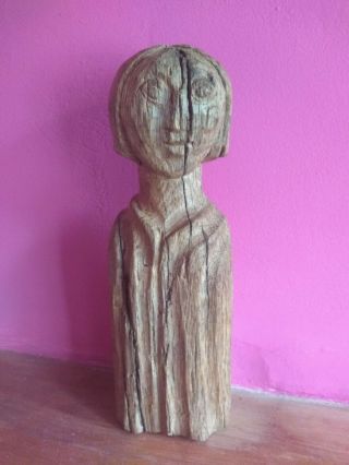 Medieval Carved Oak Post End Figure Of Monk 14th Century