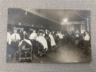 1912 Barber Shop Real Photo Post Card,  Indianapolis,  In Vintage Sign