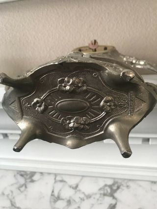 vintage Italian silver plated Art Nouveau Jewelry Box Casket w/clock 12