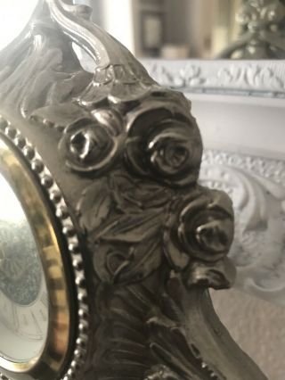 vintage Italian silver plated Art Nouveau Jewelry Box Casket w/clock 8