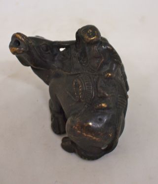 Chinese bronze buffalo and child water dropper.  Qing 2