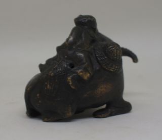 Chinese bronze buffalo and child water dropper.  Qing 3