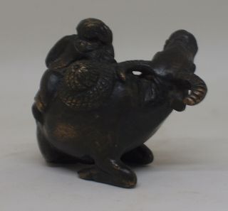 Chinese bronze buffalo and child water dropper.  Qing 4